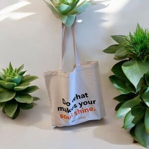 Shapermint White Shopping Canvas Tote Bag with Black and Orange Text (New)